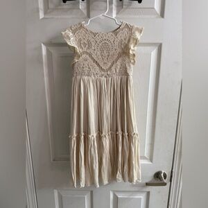 Joyfolie Cream Lace Casual Kids Dress